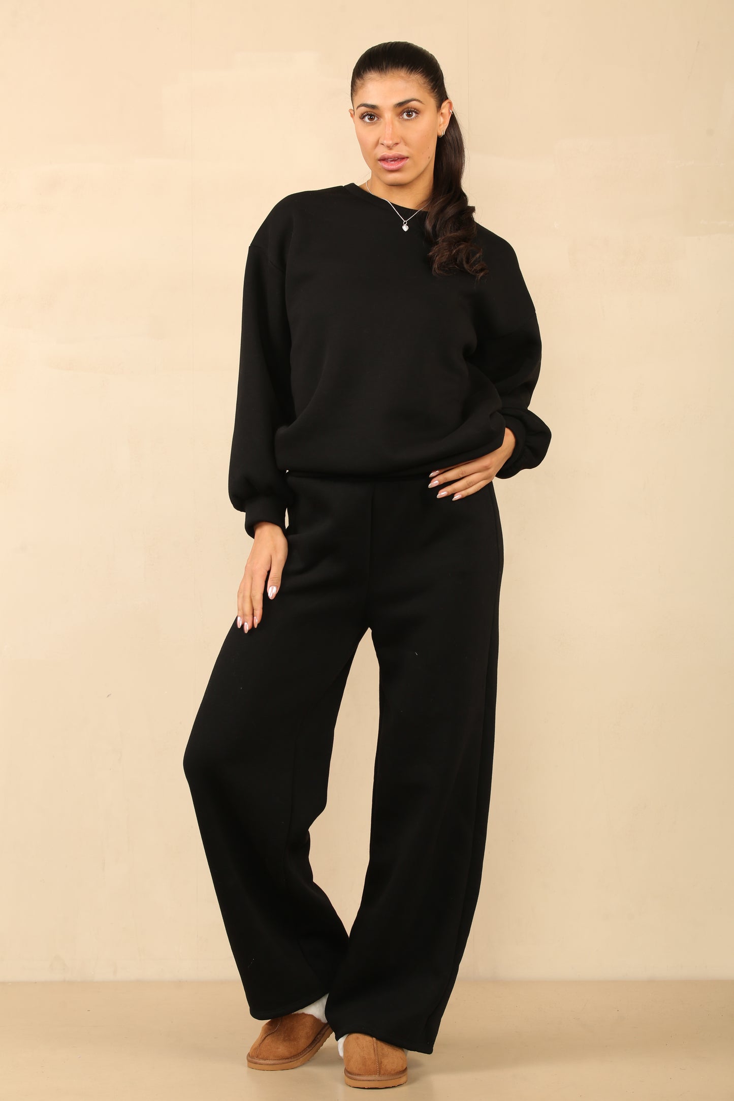 Ensemble haut over size et pantalon large confortable Ref-23-191